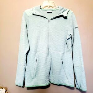 Columbia Full Zip Hoodie Women's Size Medium Mint Green Waffle Thermal Outdoors